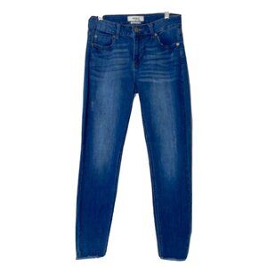 Pistola Womens size 28 Mid Rise Skinny Stretch Ankle Blue Jeans Raw Hem Distress